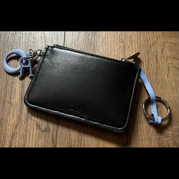 CHRISTIAN DIOR-AUTHENTIC NWT Small Leather, Sequins/Beads Blue Wristlet - Picture 2 of 15